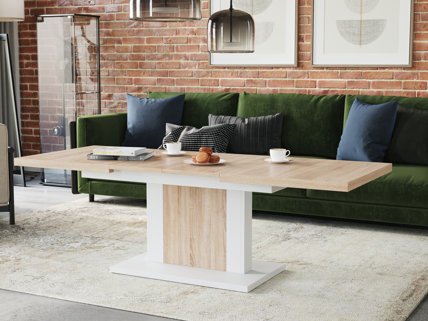 Transformirajući stolić za kavu Glendale 103 (Sonoma hrast + Bijela)