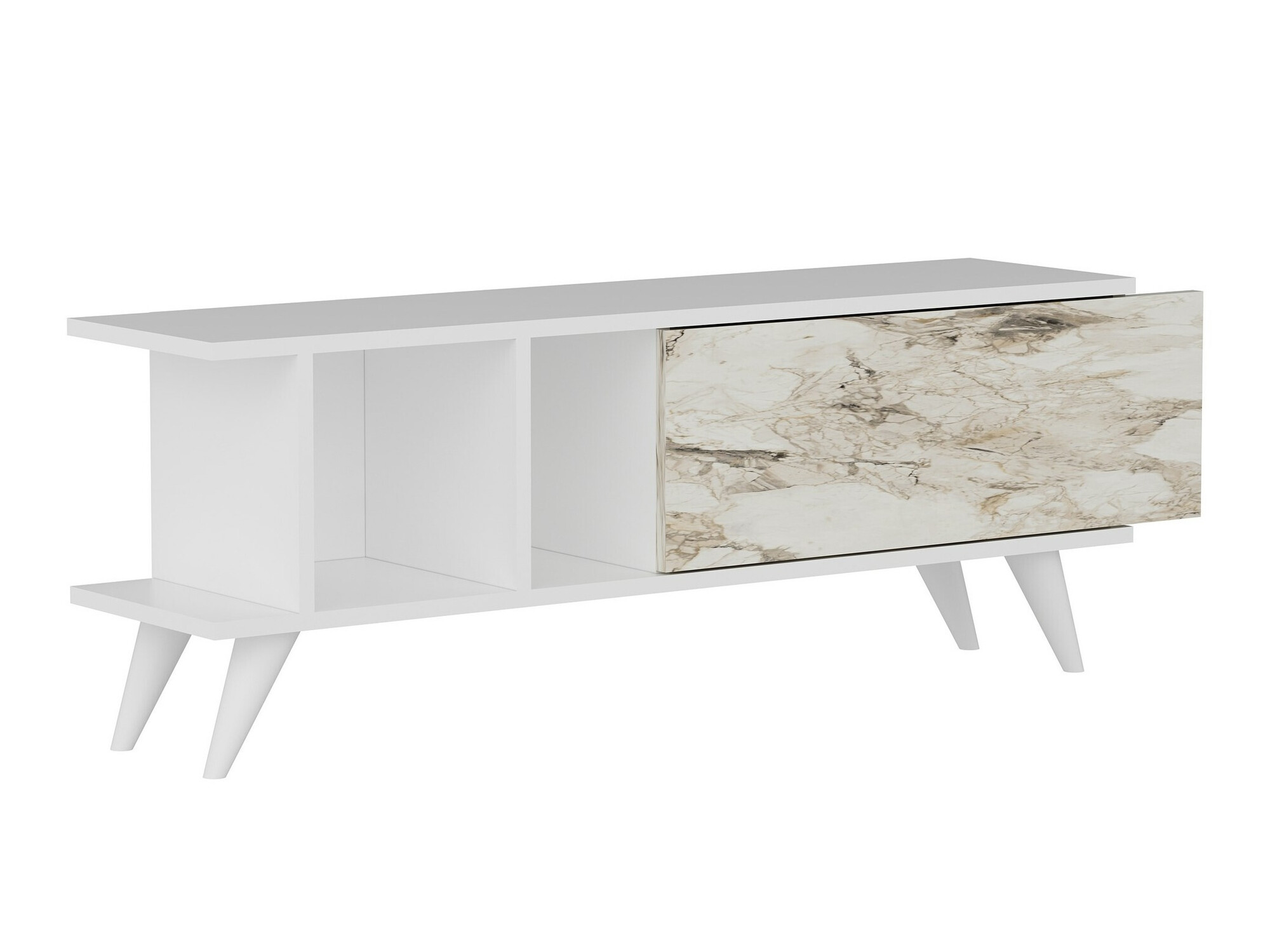 TV stol Kailua 1952 (Bijela + Bijeli mramor)