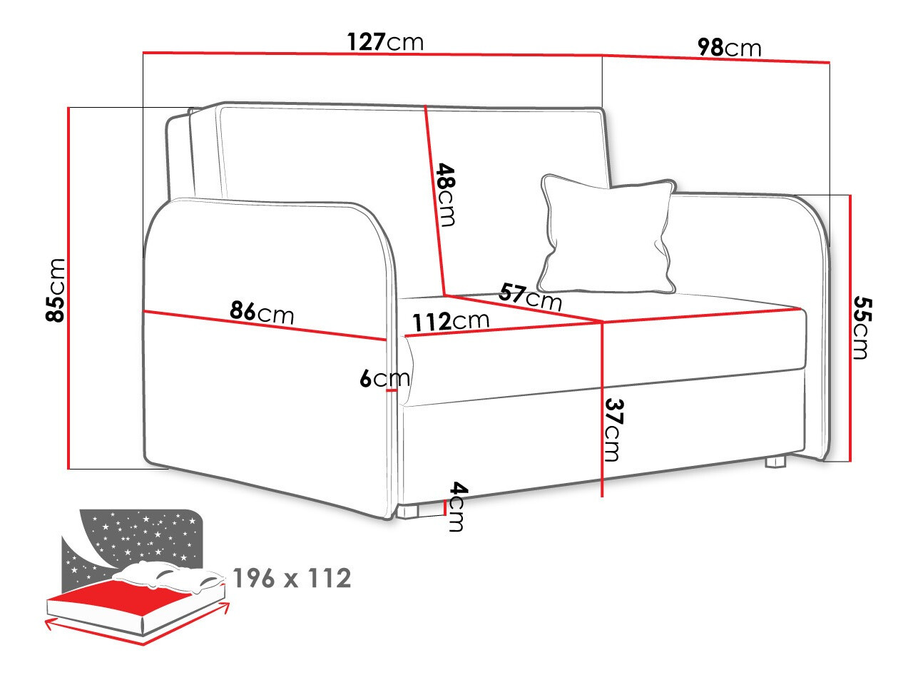 Kauč na razvlačenje Columbus 124 (Mono 244)