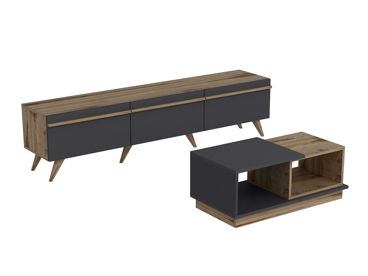 Set za dnevni boravak Kailua 1705 (Antracit + Hrast)