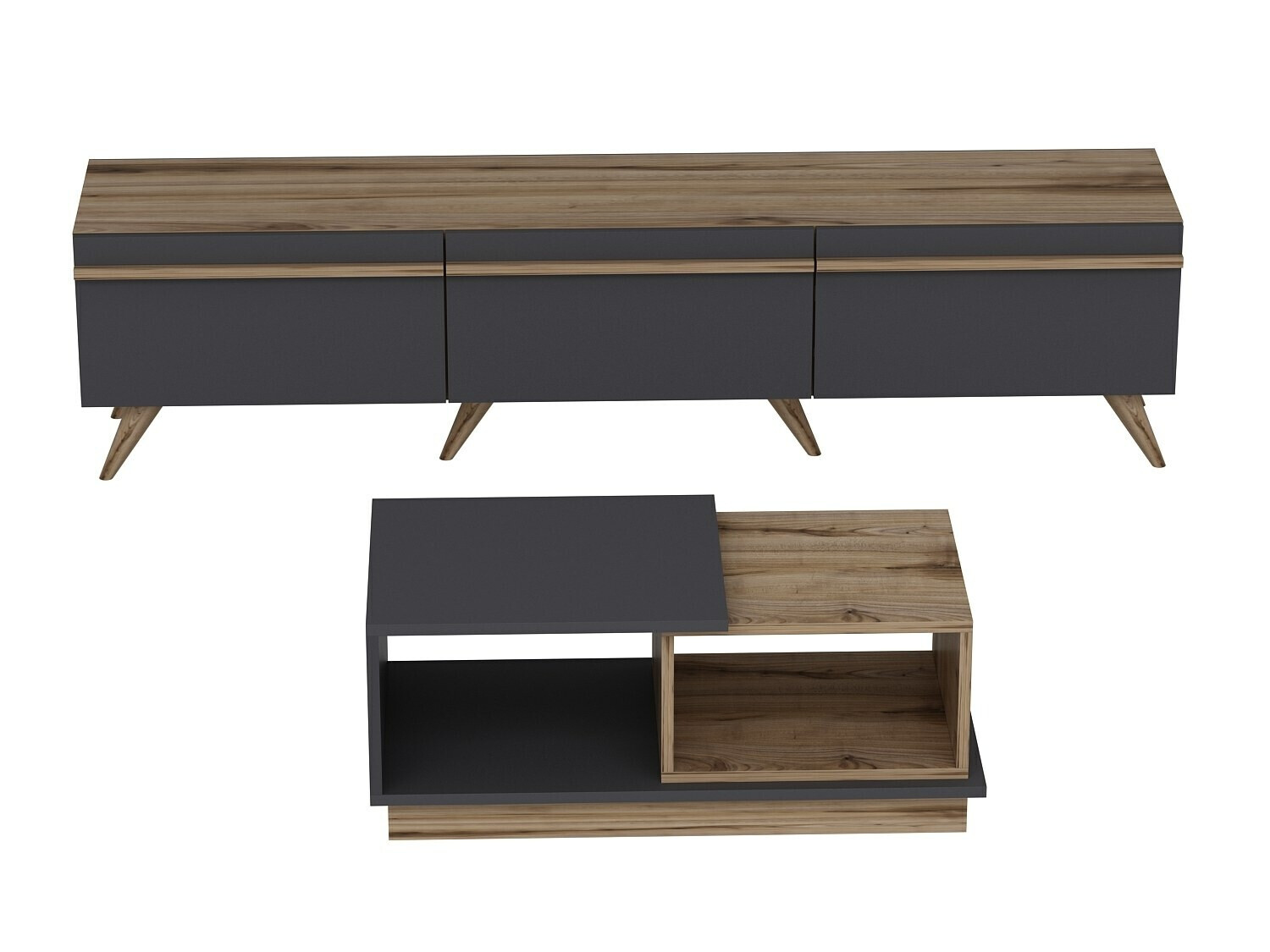 Set za dnevni boravak Kailua 1705 (Antracit + Hrast)