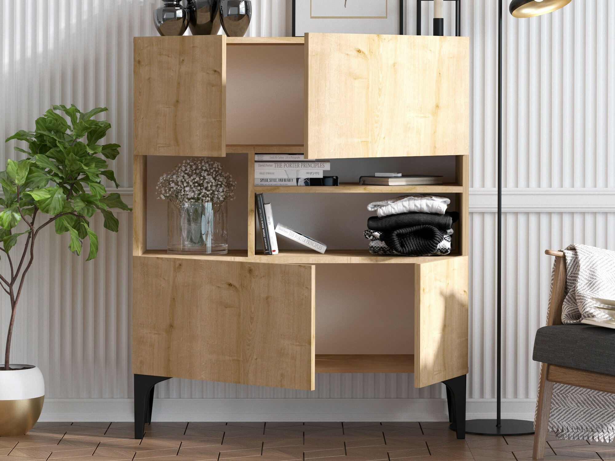 Ormarić Vestesu 139 (Crna + Hrast)