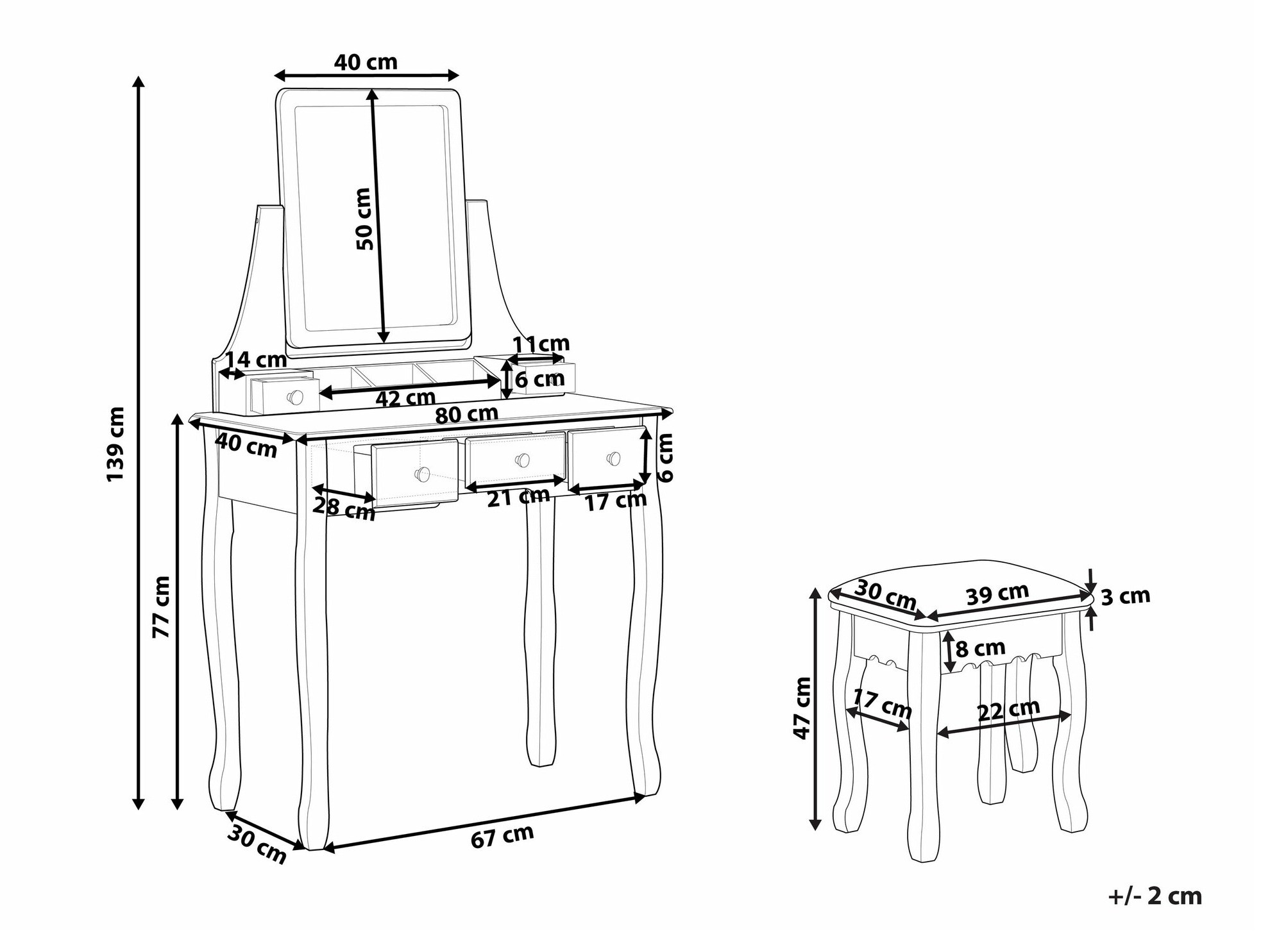 Toaletni stolić Berwyn 1702