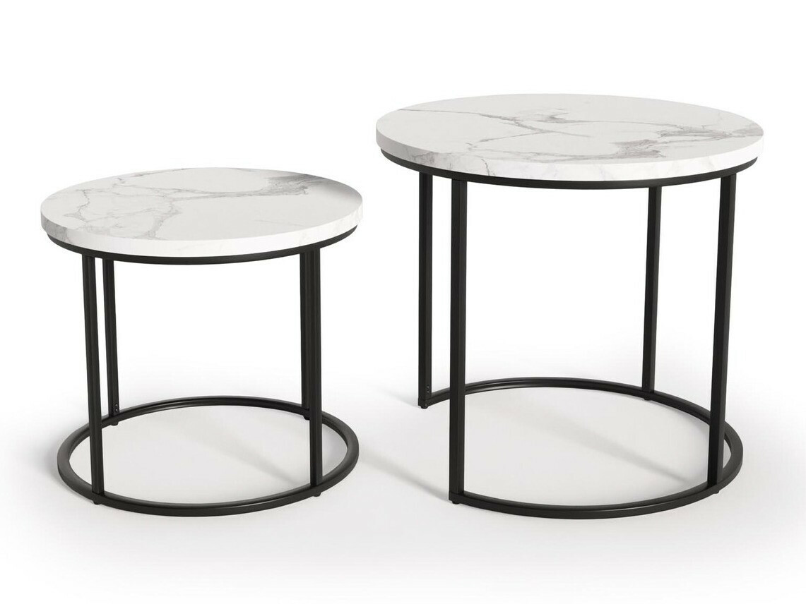Set stolića za kavu Houston 951 (Bijeli mramor + Crna)