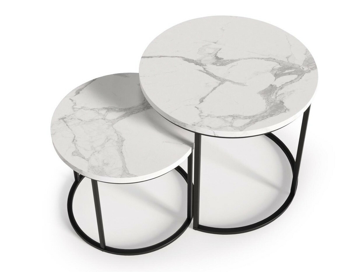 Set stolića za kavu Houston 951 (Bijeli mramor + Crna)