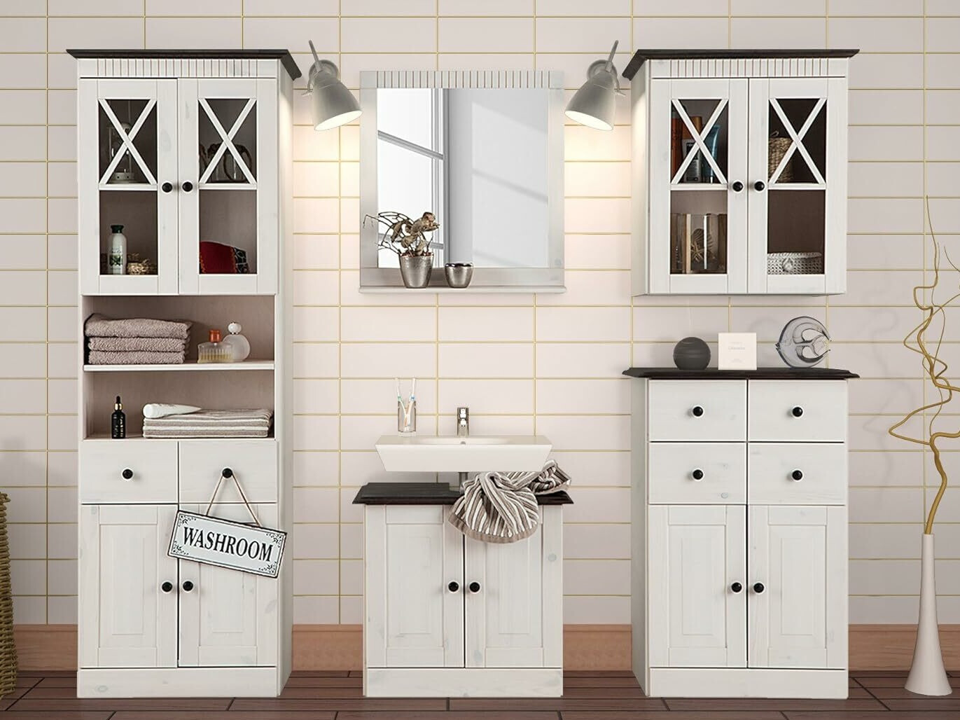 Zidni ormarić Deletri 102 (Bijela + Havana Hrast)