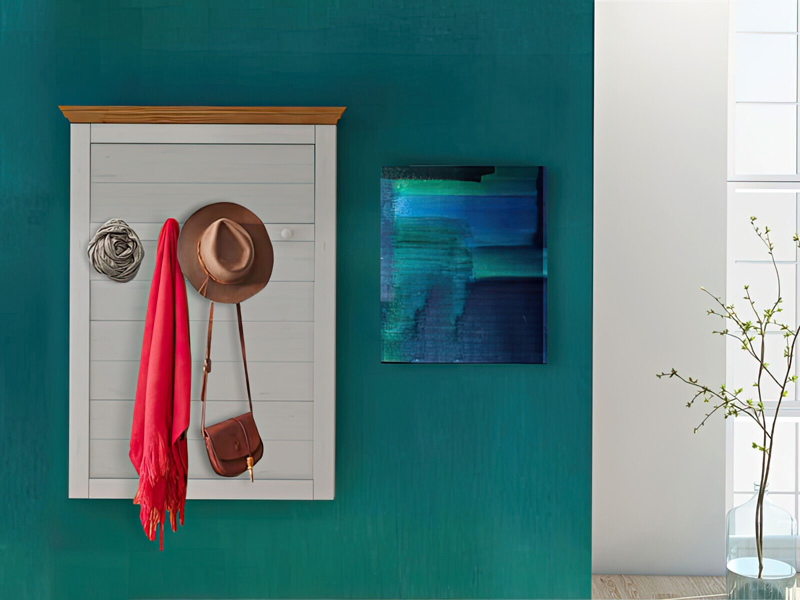 Vješalica Denton 1298 (Bijela + Svijetlo smeđa)