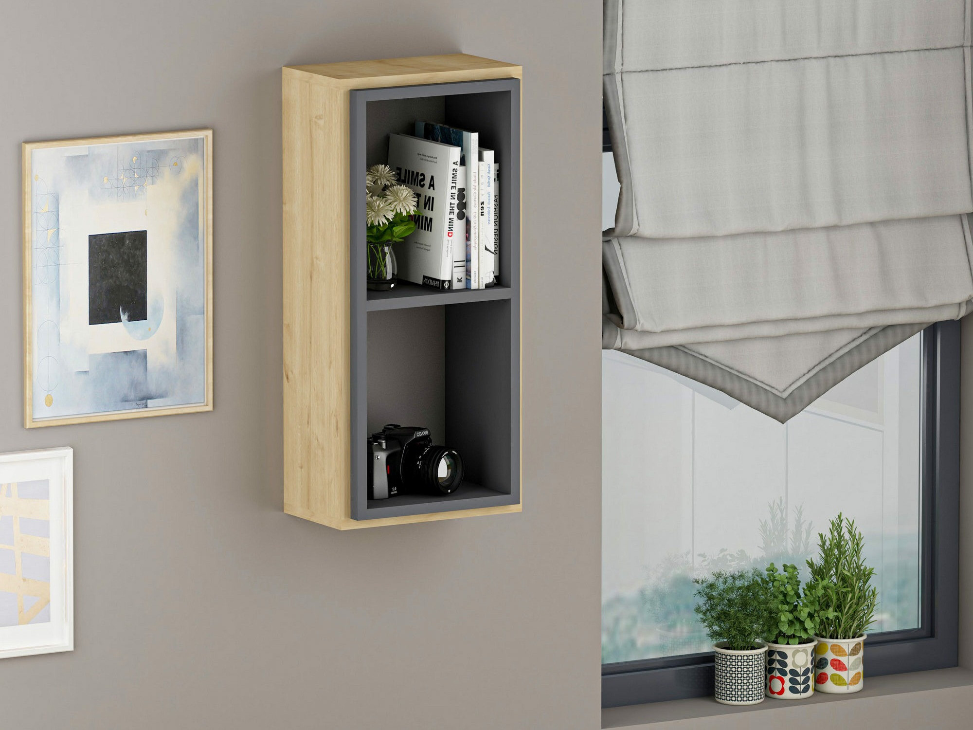 Zidna polica Kailua 1854 (Antracit + Hrast)