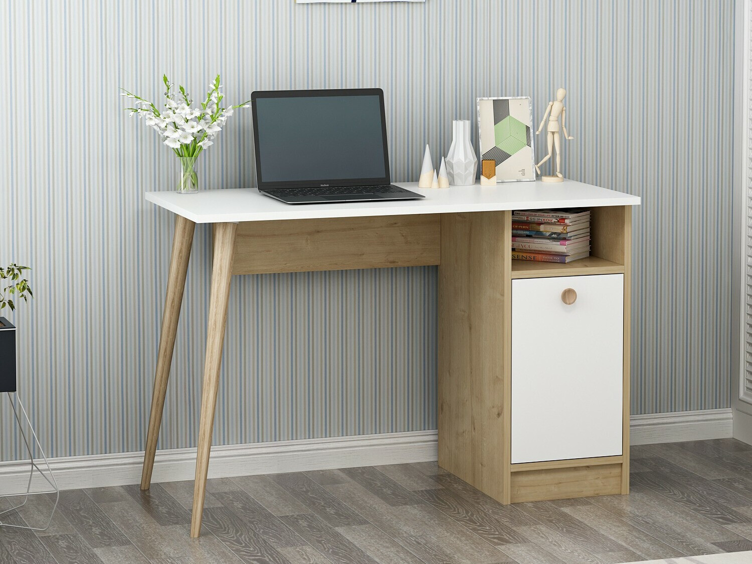 Uredski stol Kailua 1869 (Bijela + Hrast)