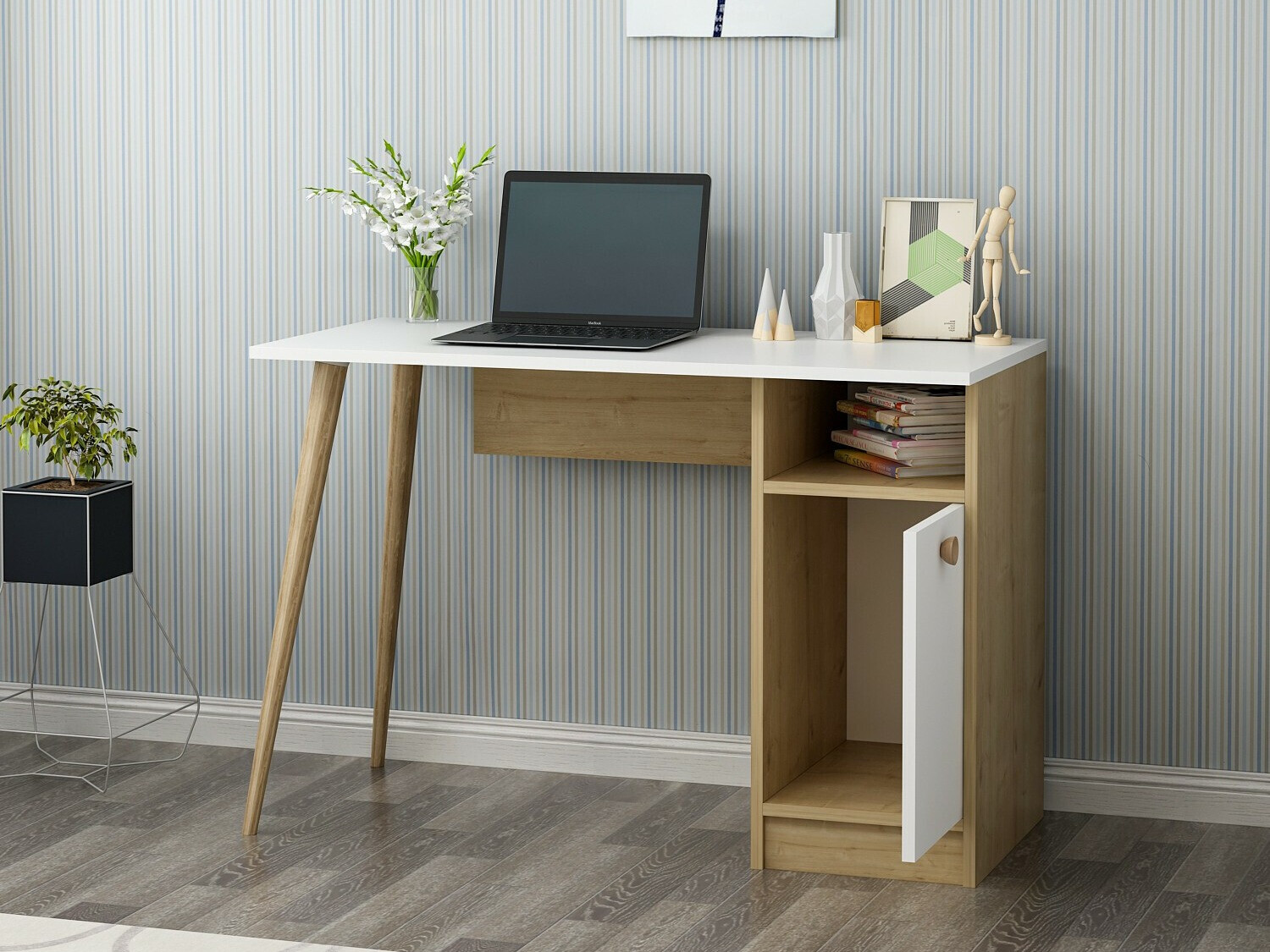 Uredski stol Kailua 1869 (Bijela + Hrast)