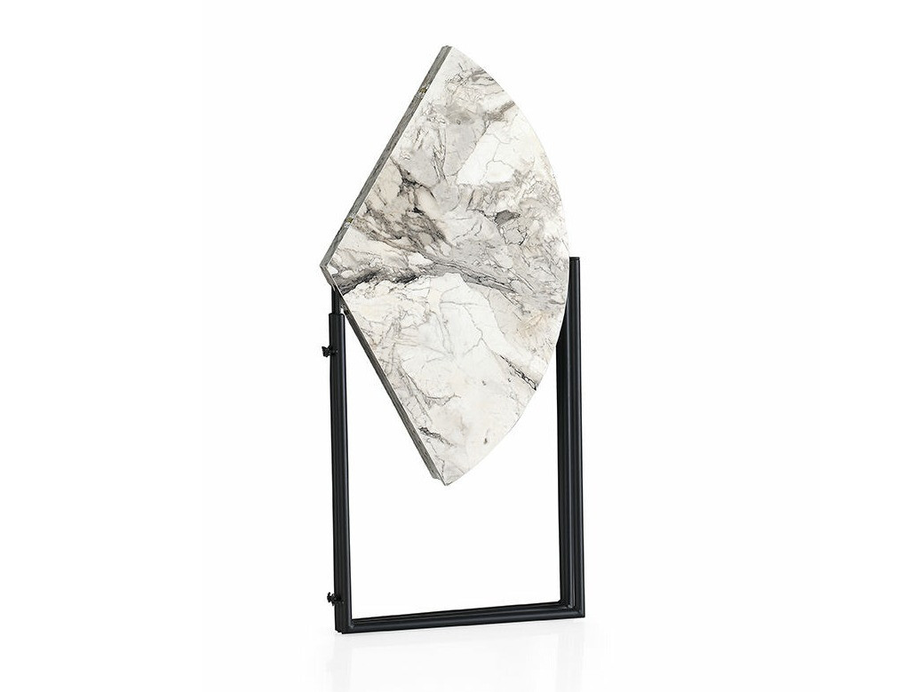 Sklopivi stol Kailua 424 (Bijeli mramor + Crna)