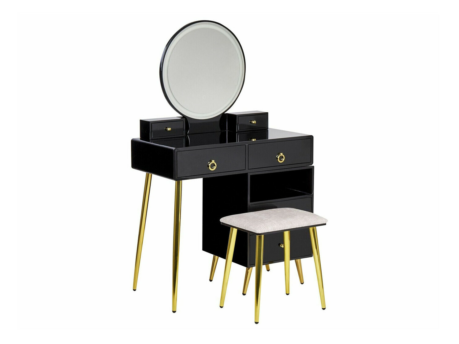 Toaletni stolić Berwyn 1731 (Crna + Zlatno)