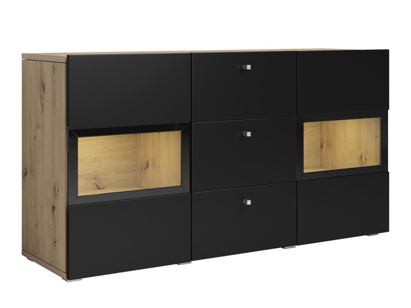 Komoda Serodeu 101 (Hrast Artisan + Mat crna)