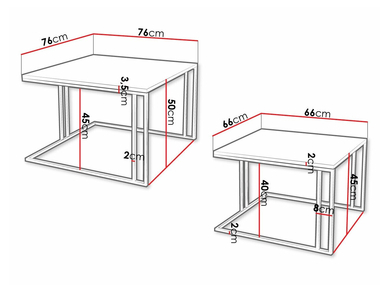 Set stolića za kavu Oswego 110 (Smeđa + Crna)