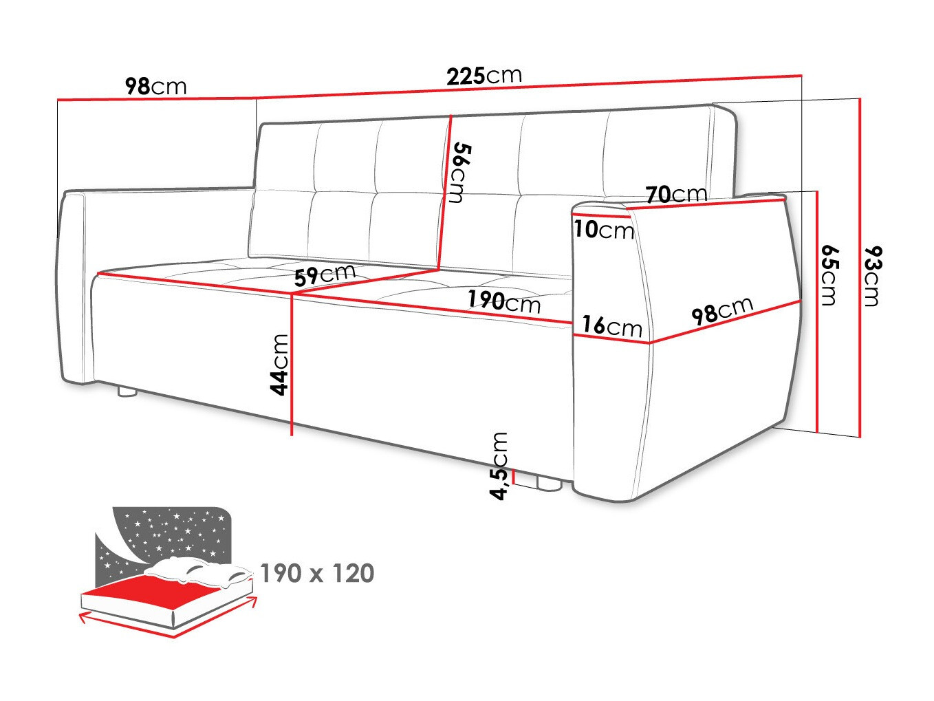 Kauč na razvlačenje Edinburg 107 (Poso 100 + Paros 01)