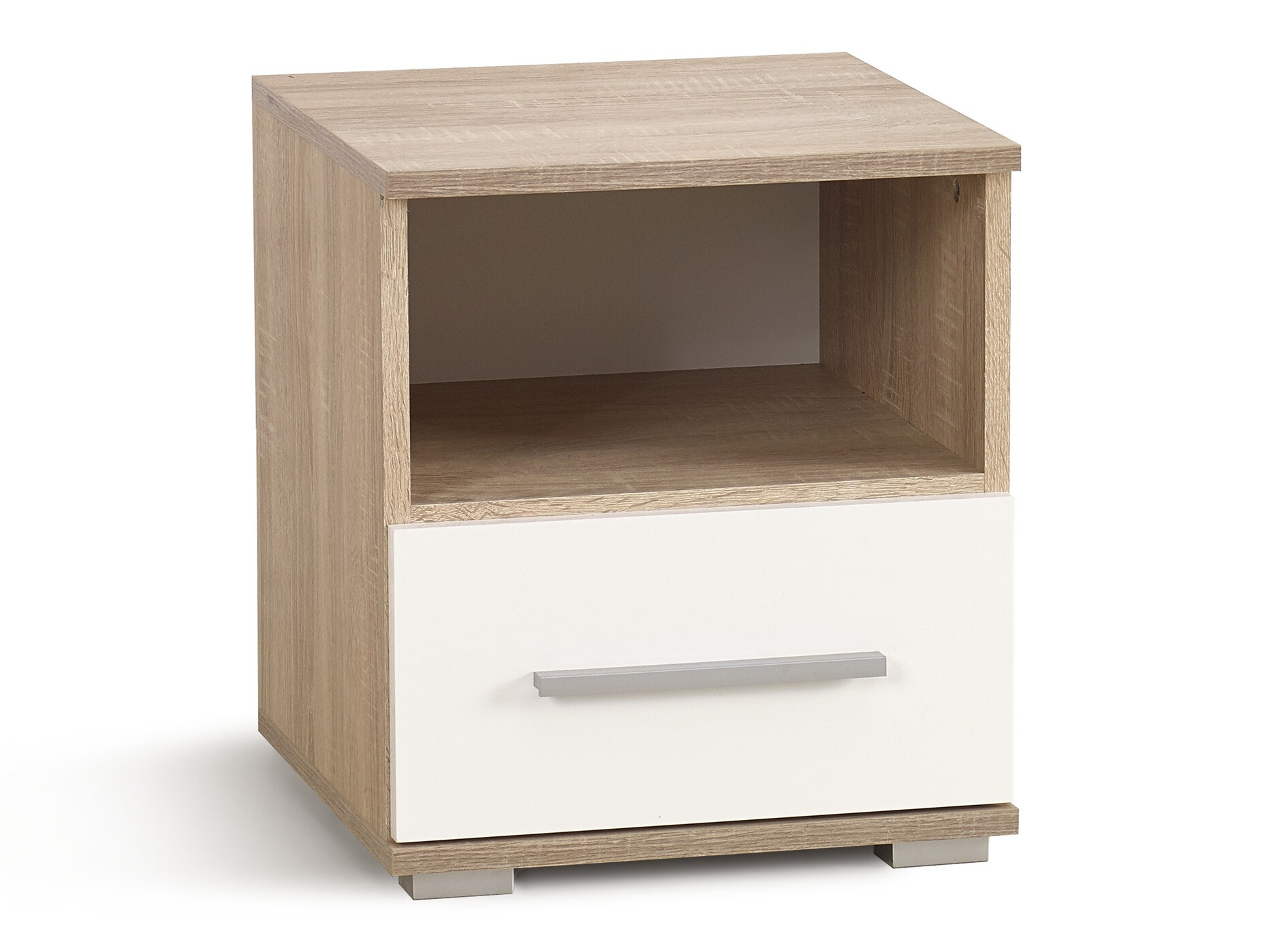 Noćni ormarić Cirveso 111 (Sonoma hrast + Sjajno bijela)
