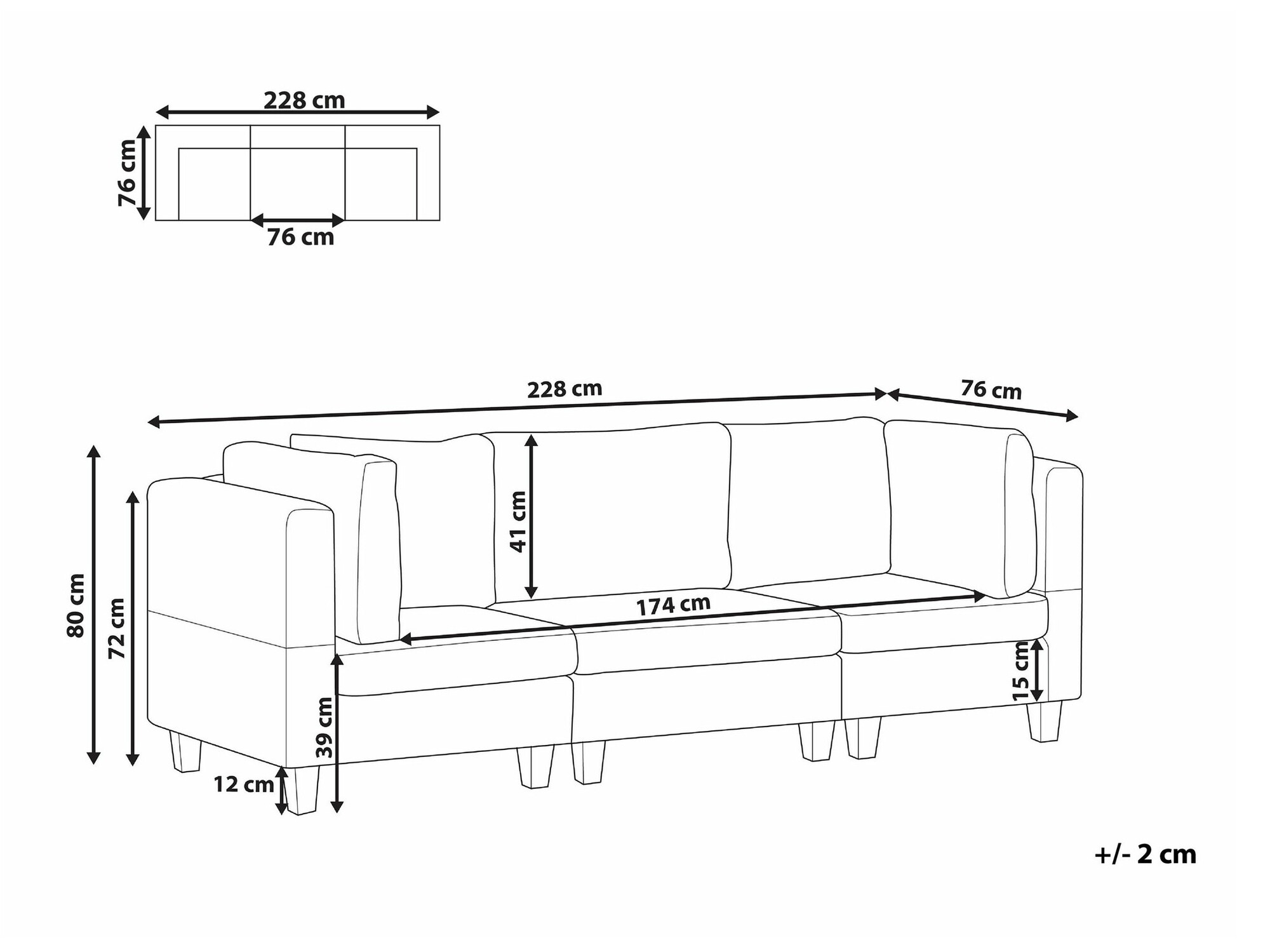 Modularan kauč Elbmeli 100 (Smeđa)