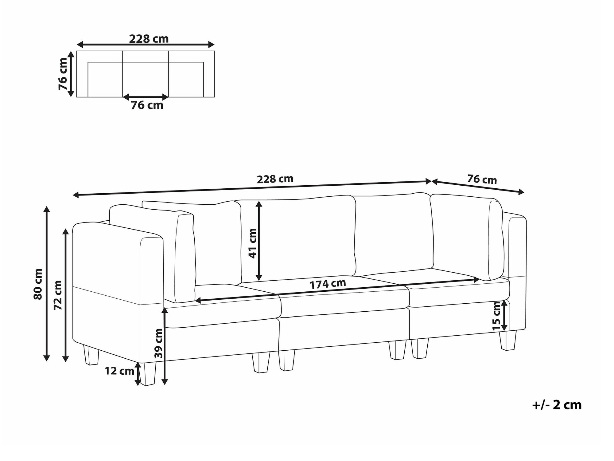 Modularan kauč Elbmeli 100 (Zelena)