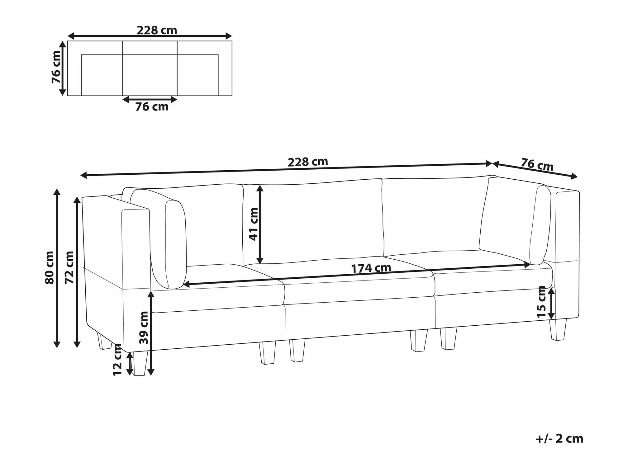 Modularan kauč Elbmeli 100 (Crna)
