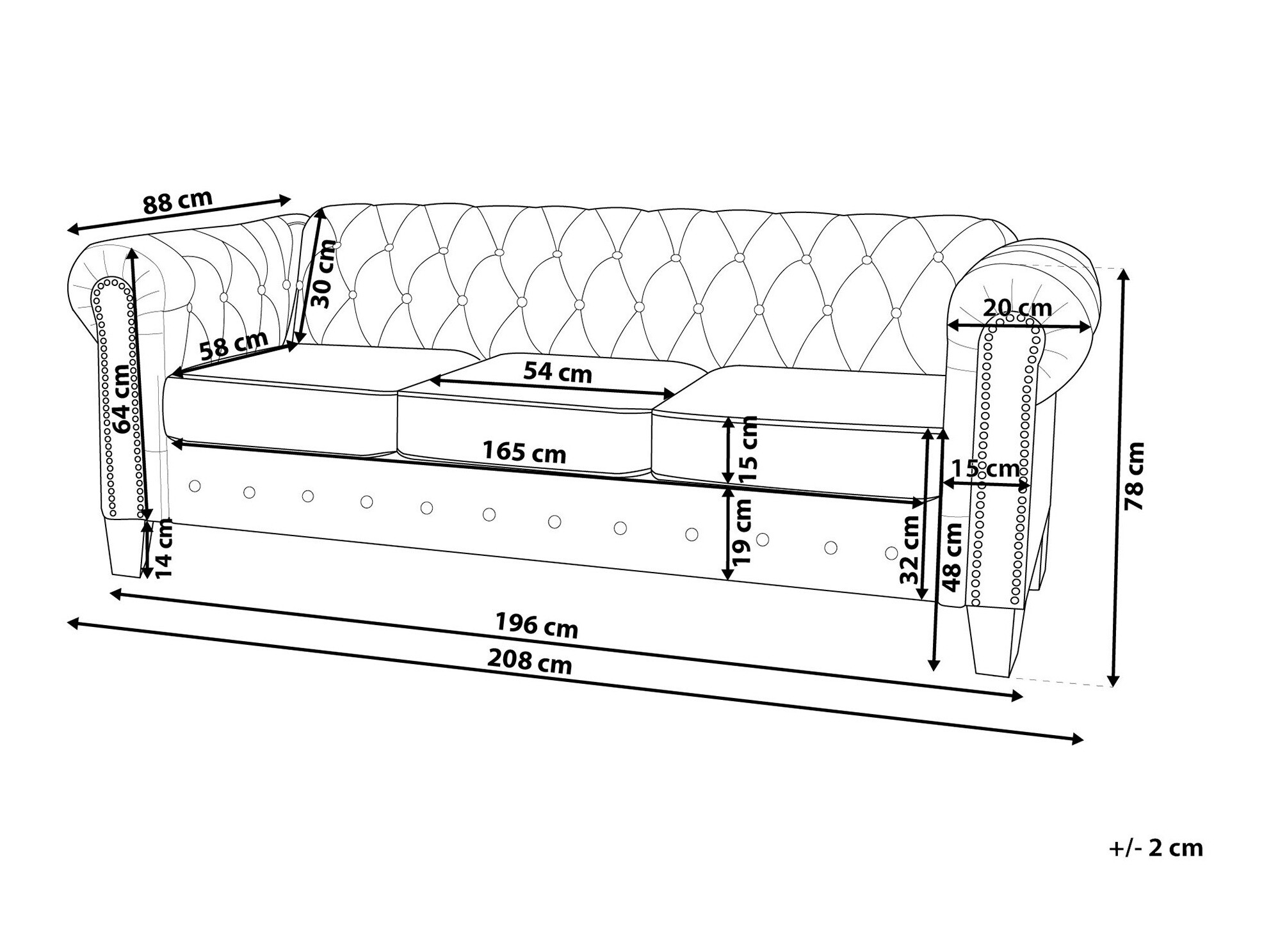 Chesterfield kauč Cirdoro 114