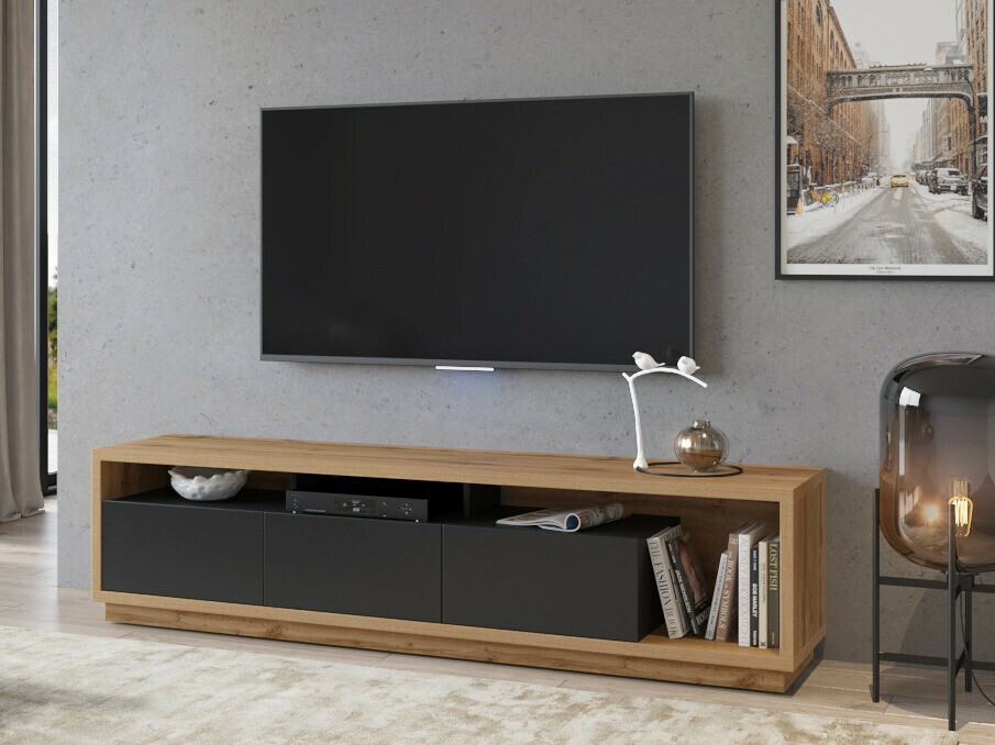 TV stol Austin 357 (Hrast Wotan + Mat crna)