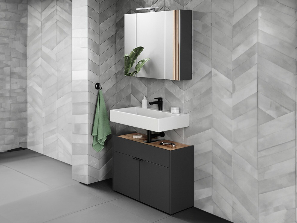 Kupaonski namještaj Ventei 104 (Grafit + Navarra hrast)