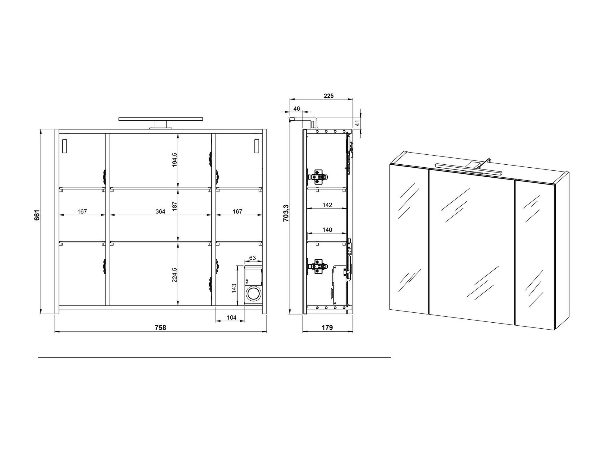 Kupaonski namještaj Ventei 104 (Grafit + Navarra hrast)