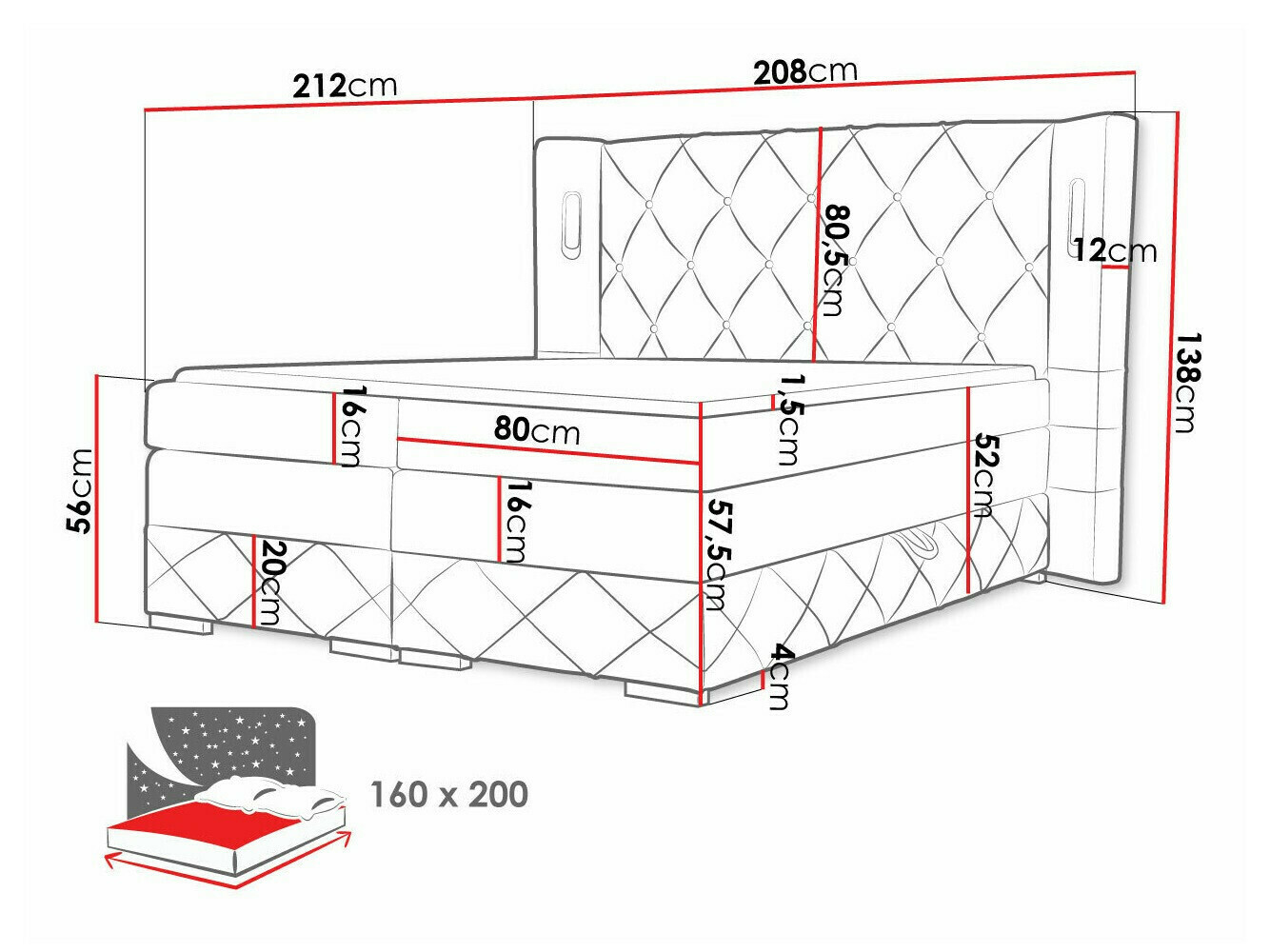 Boxspring krevet Baltimore 187 (Kameleon 59)