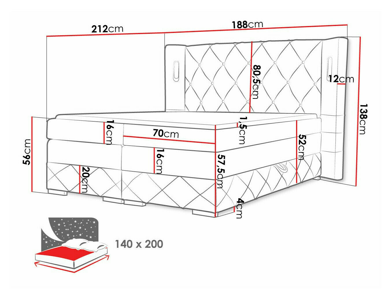 Boxspring krevet Historia (Kameleon 48)
