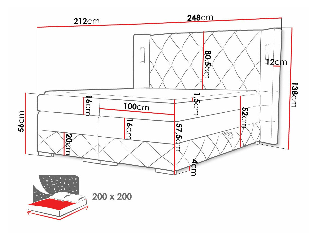 Boxspring krevet Historia (Kameleon 59)