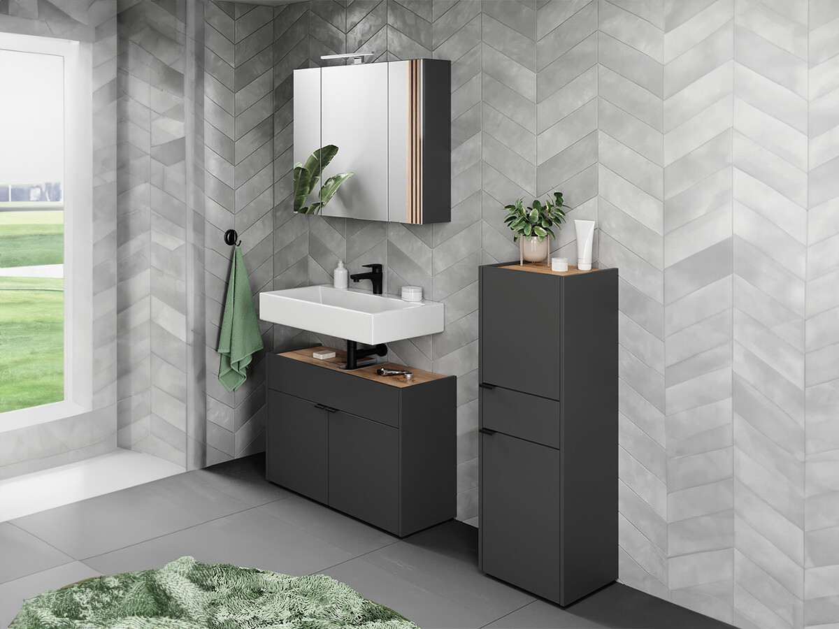 Kupaonski namještaj Ventei 106 (Grafit + Navarra hrast)