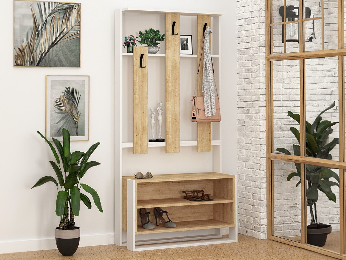 Set za hodnik Kailua 537 (Bijela + Hrast)