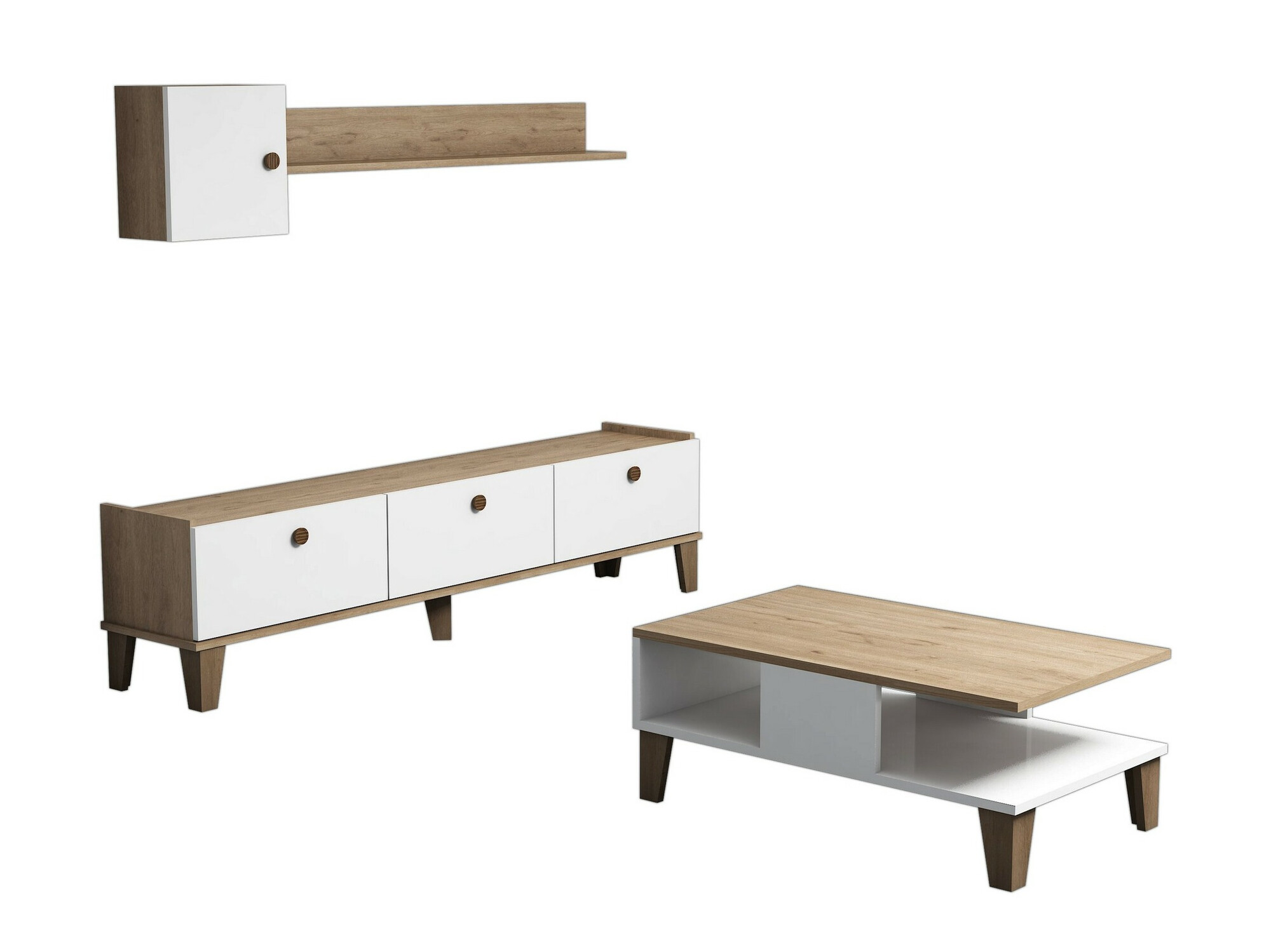 Set za dnevni boravak Kailua 723 (Hrast + Bijela)