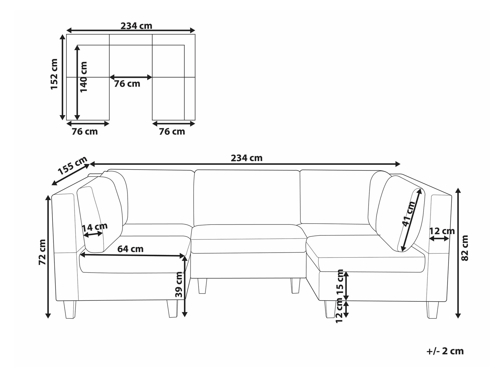 Modularna kutna garnitura Elbmeli 104 (Bež)