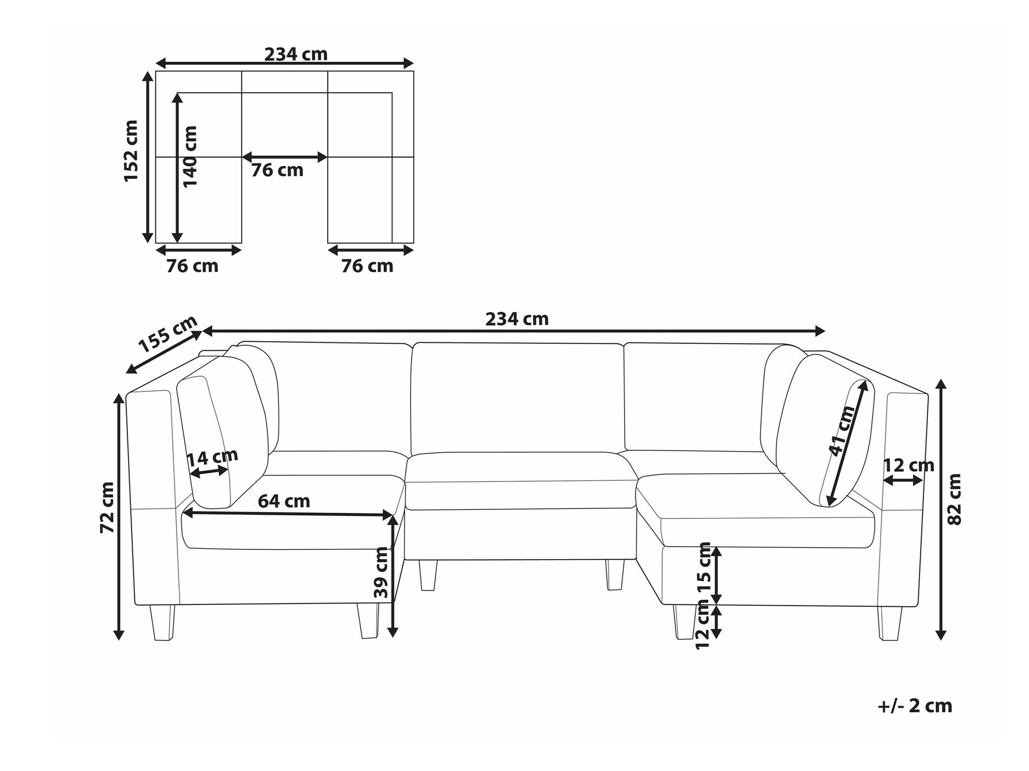 Modularna kutna garnitura Elbmeli 104 (Smeđa)