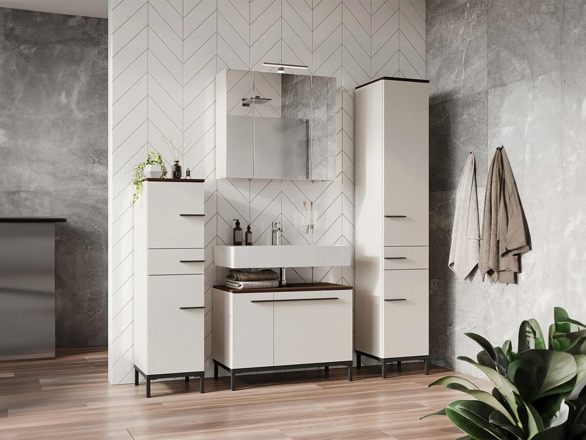 Kupaonski namještaj Ruvlevu 105 (Svijetlo siva + Orah)