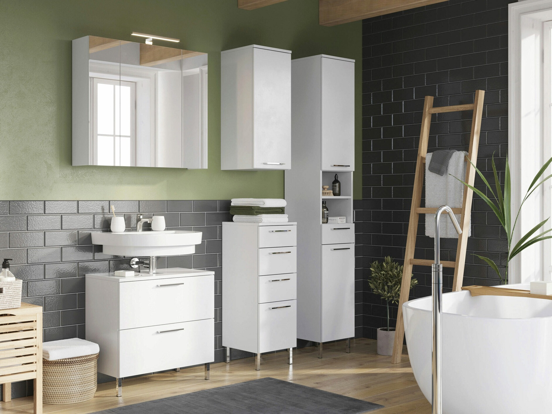 Kupaonski ormarić s ogledalom Temeli 101 (Bijela)