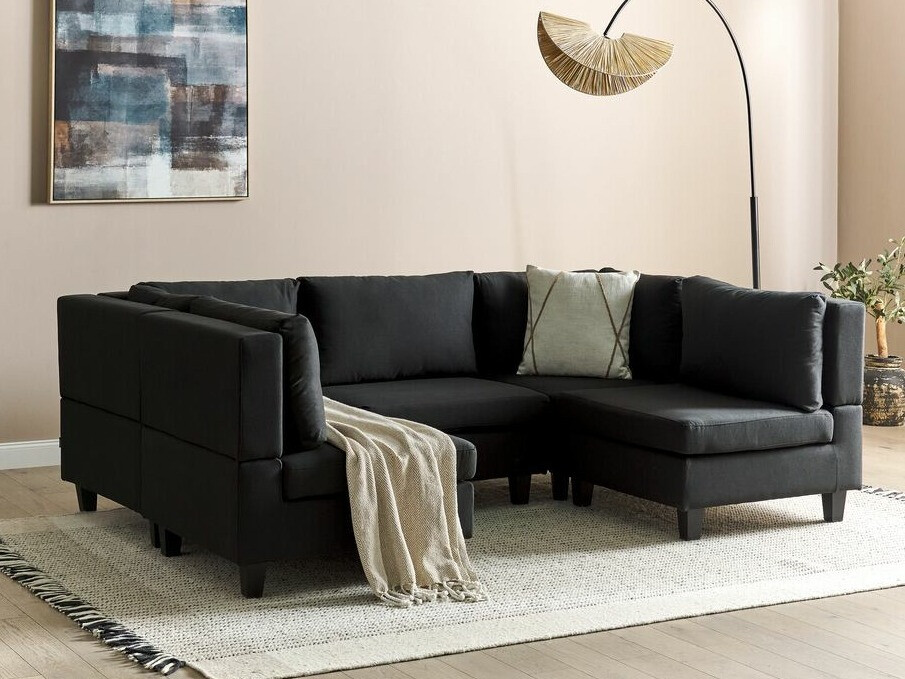 Modularna kutna garnitura Elbmeli 104 (Crna)