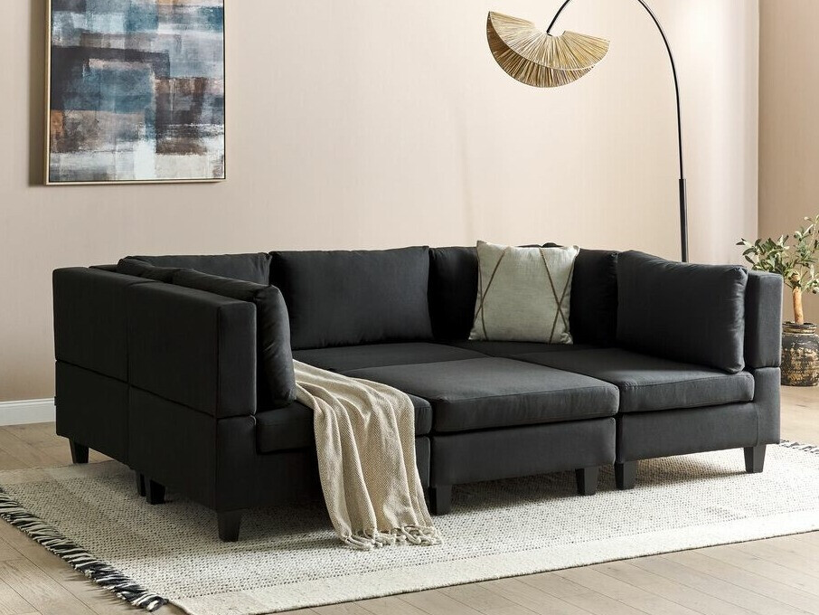 Modularna kutna garnitura Elbmeli 104 (Crna)
