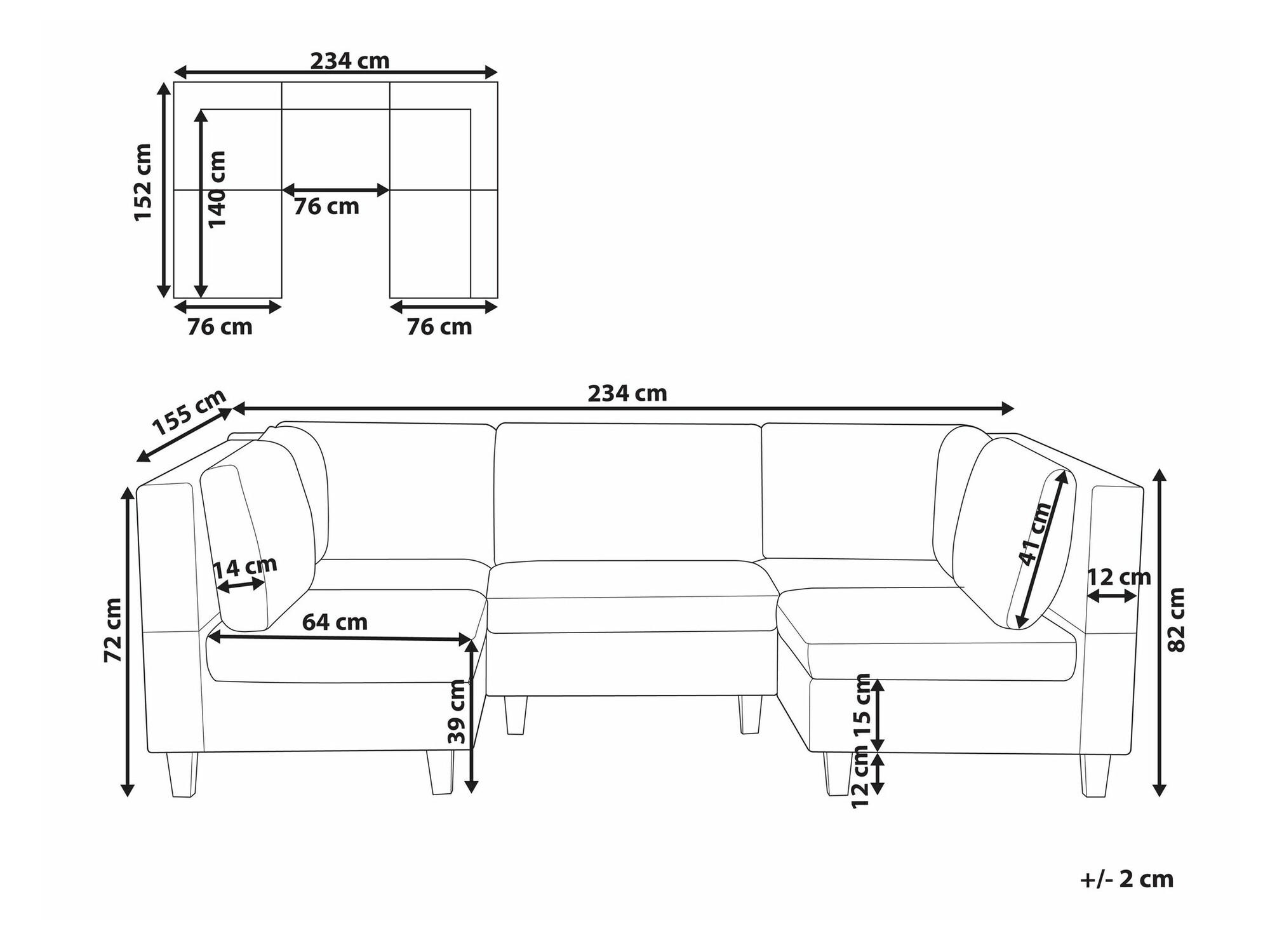 Modularna kutna garnitura Elbmeli 104 (Zelena)