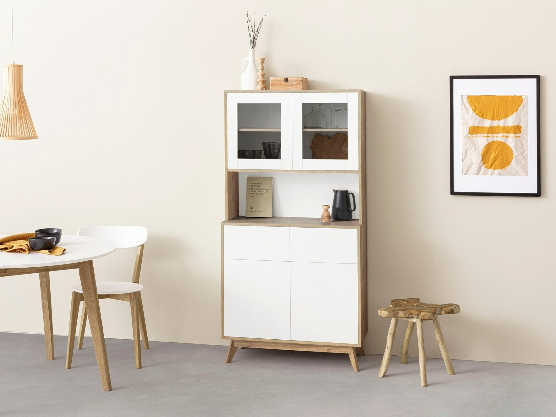 Polica Denton 890 (Bijela + Hrast)