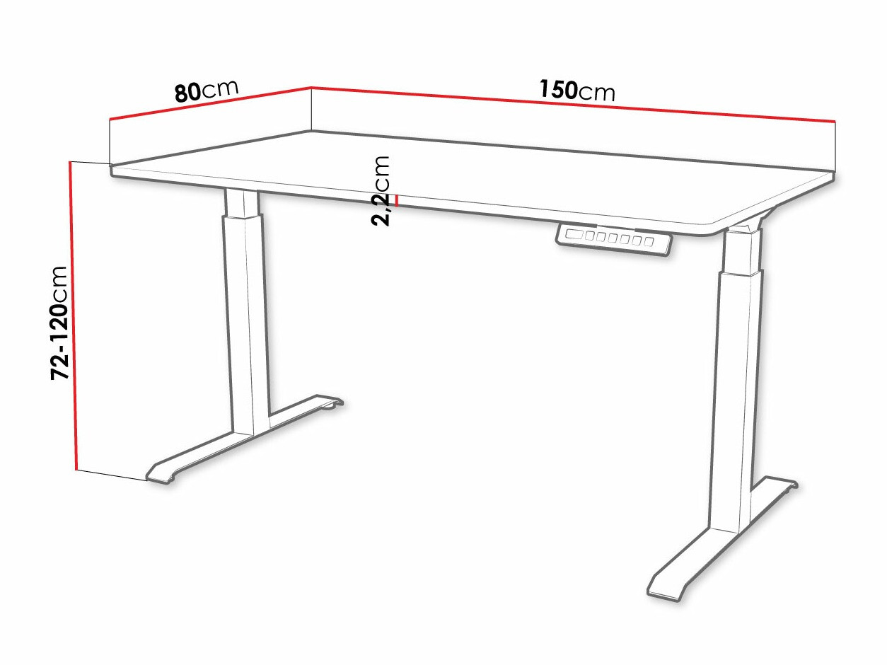Radni stol podesiv po visini Charlotte 195 (Bijela + Crna)