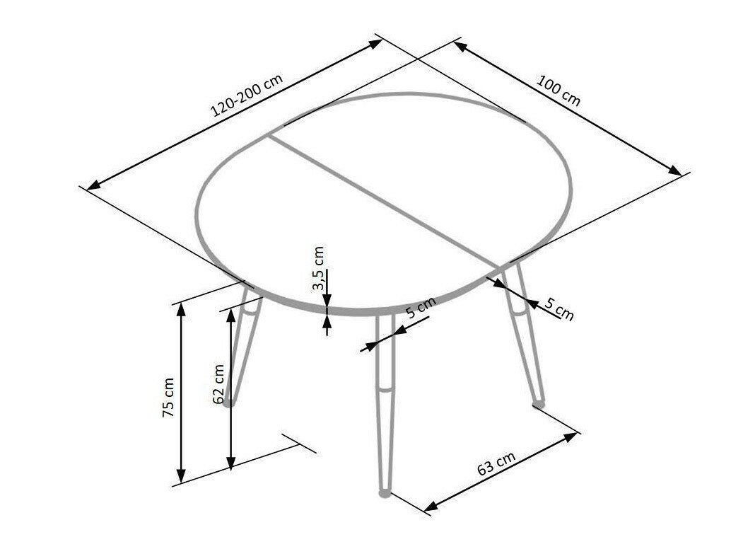 Stol Houston Humus (Bijela + Hrast San Remo)