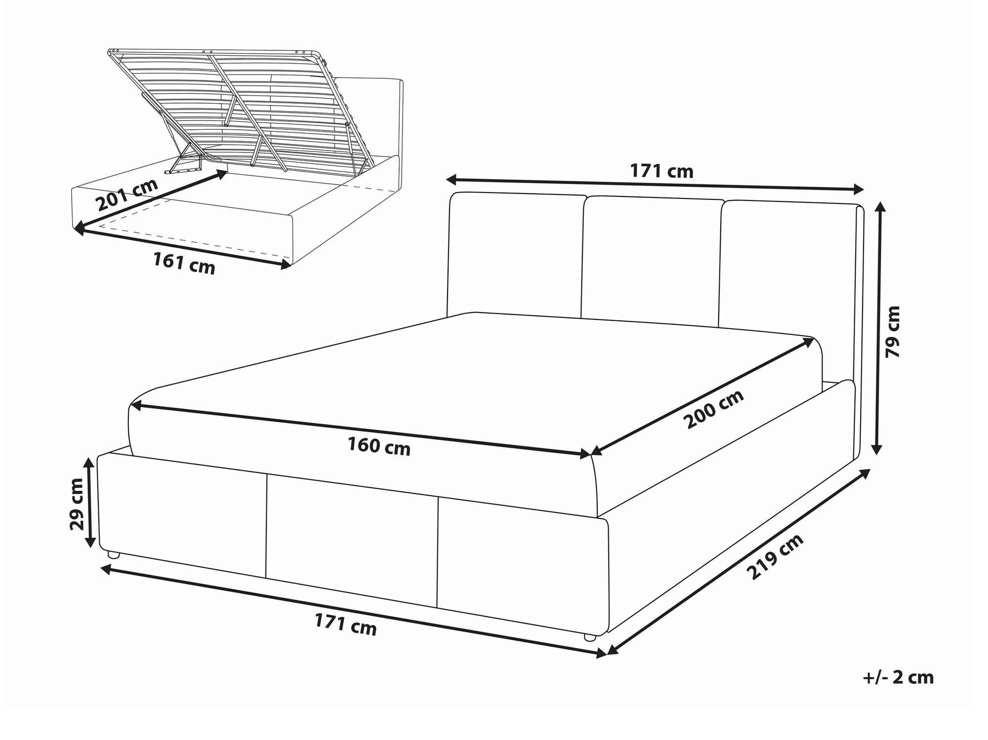 Krevet Berwyn 1780 (Svijetlo siva)