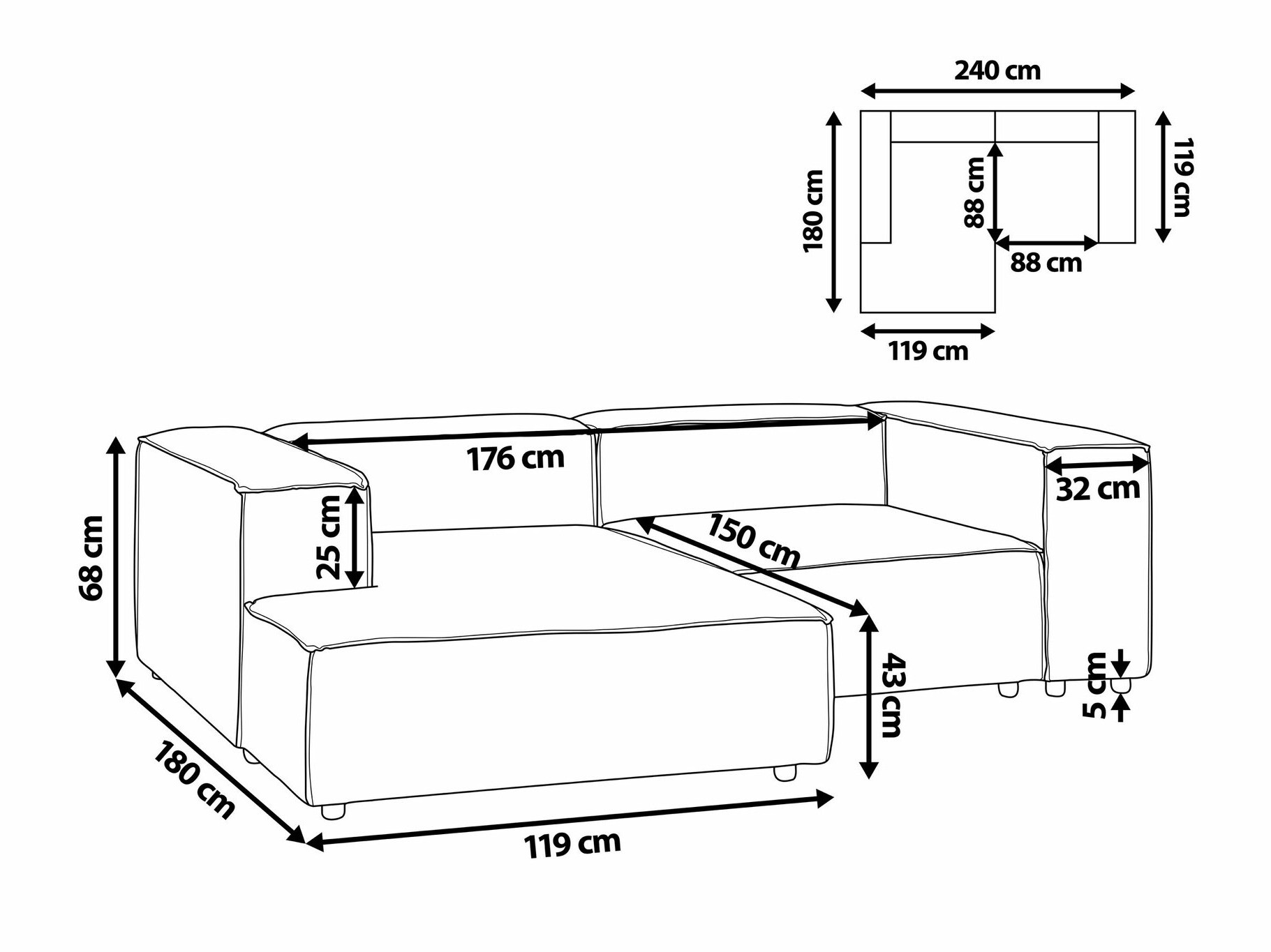 Modularna kutna garnitura Enofloi 104 (Bež)