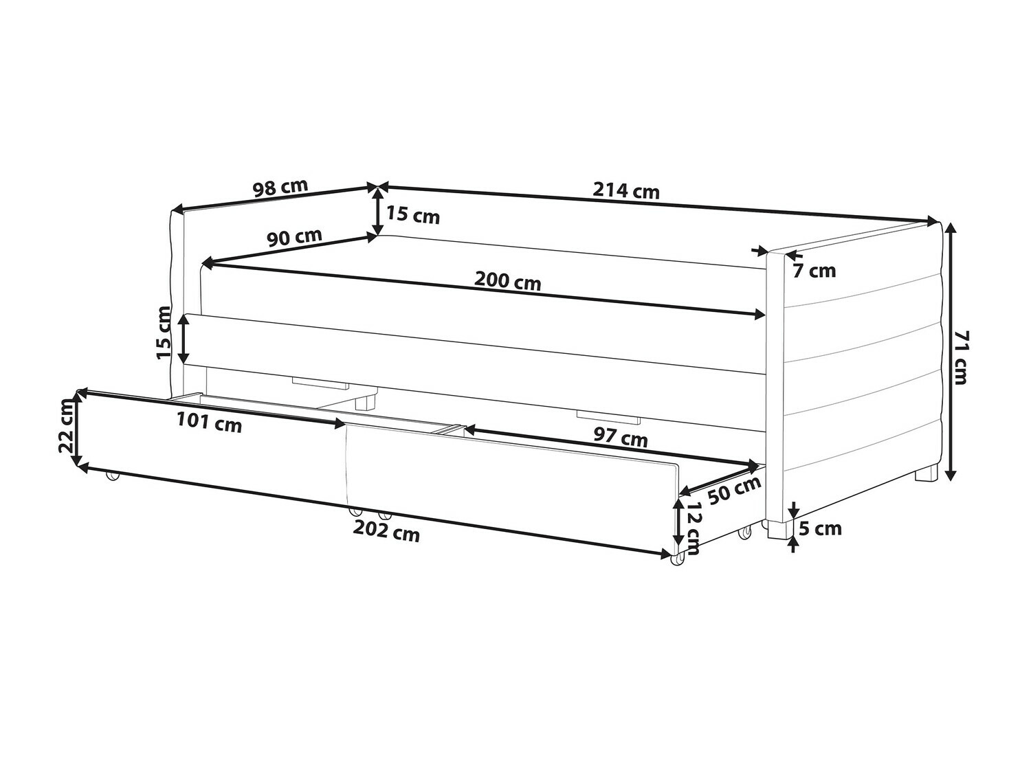 Krevet Berwyn 613 (Crna)