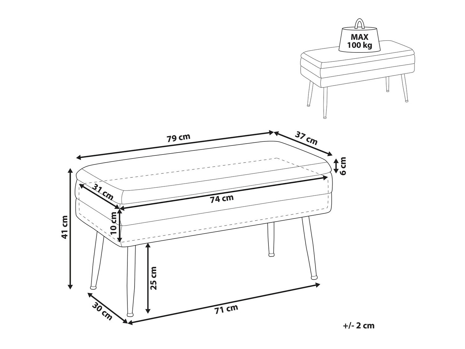 Tapecirana klupa Berwyn 863 (Ružičasta)