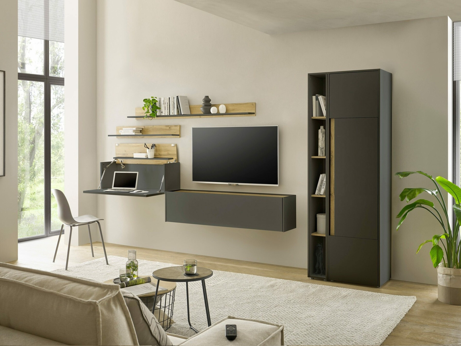 Polica Elbsori 103 (Antracit + Hrast Wotan)