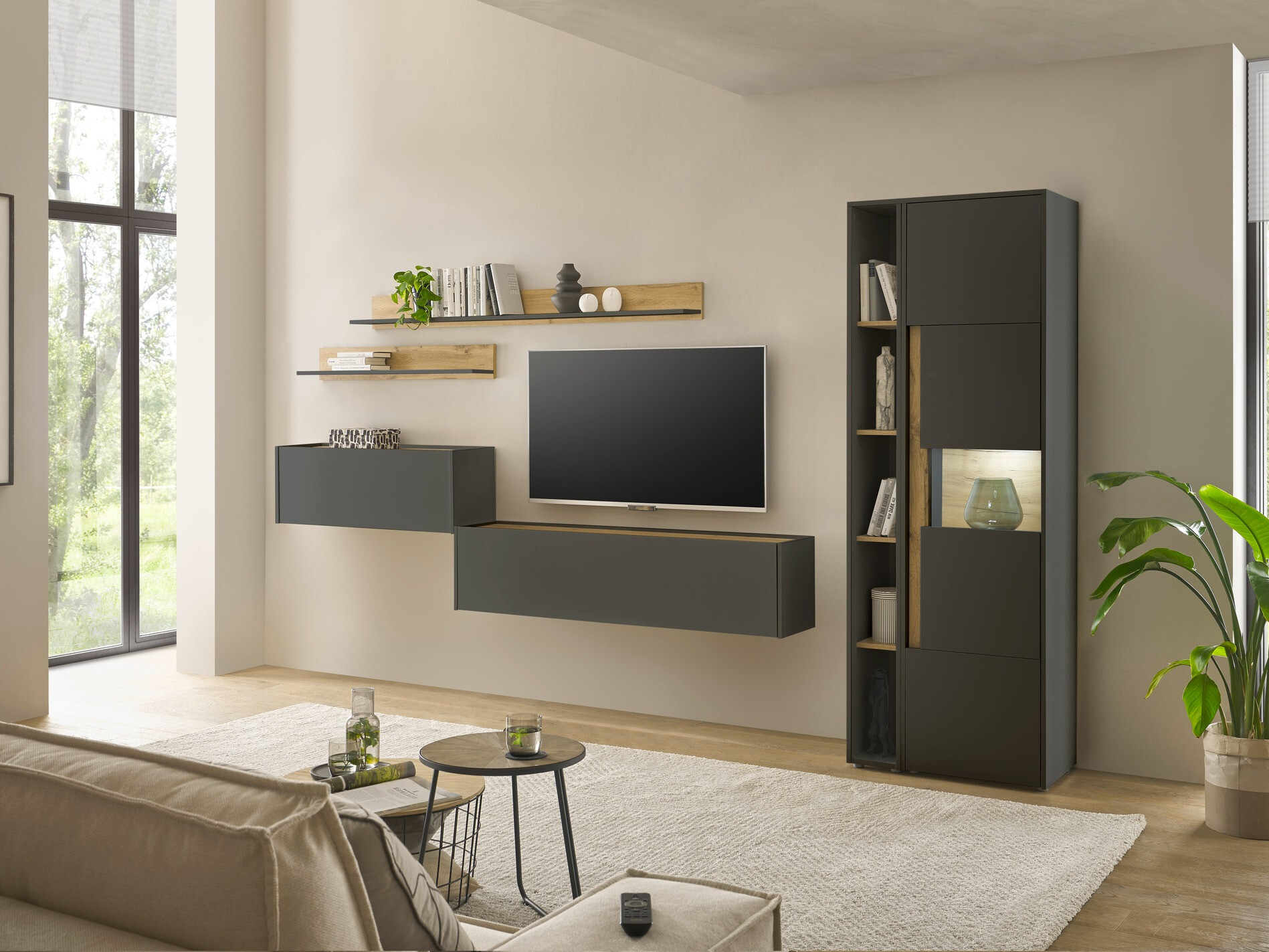 Polica Elbsori 105 (Antracit + Hrast Wotan)