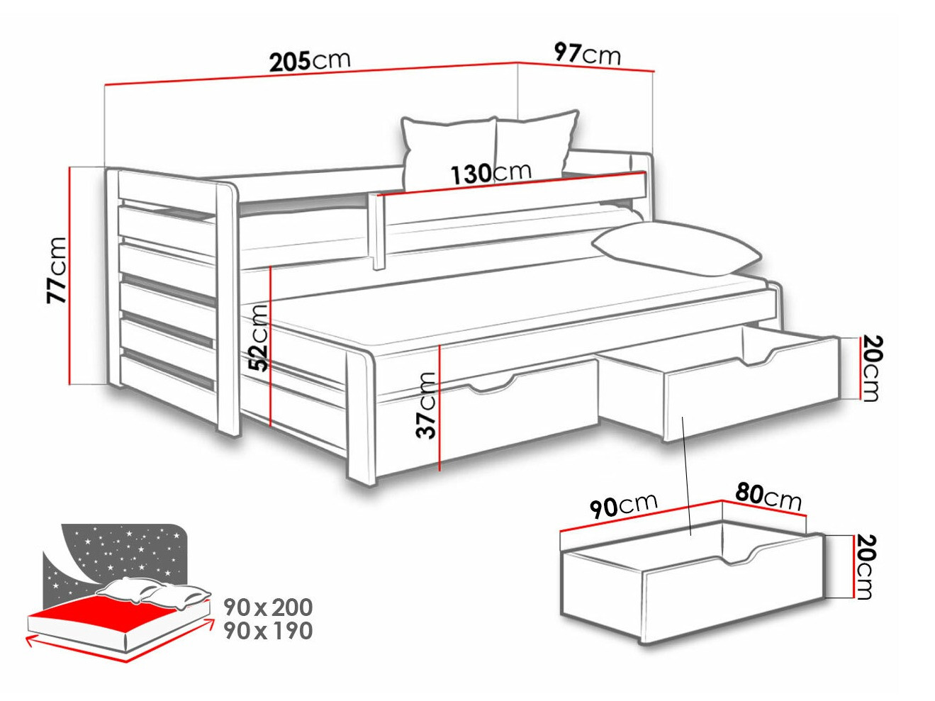 Krevet Henderson 128 (Bijela)